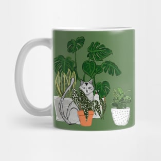 Cat in Pot Plants Mug